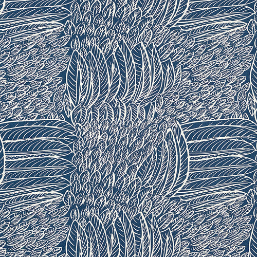 SCHUMACHER FEATHERFEST FABRIC 176233 / NAVY