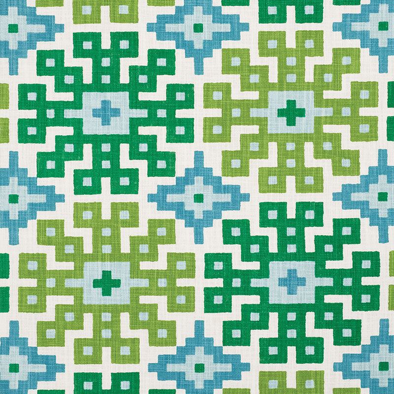 SCHUMACHER PALMETTO PRINT FABRIC / LAGOON