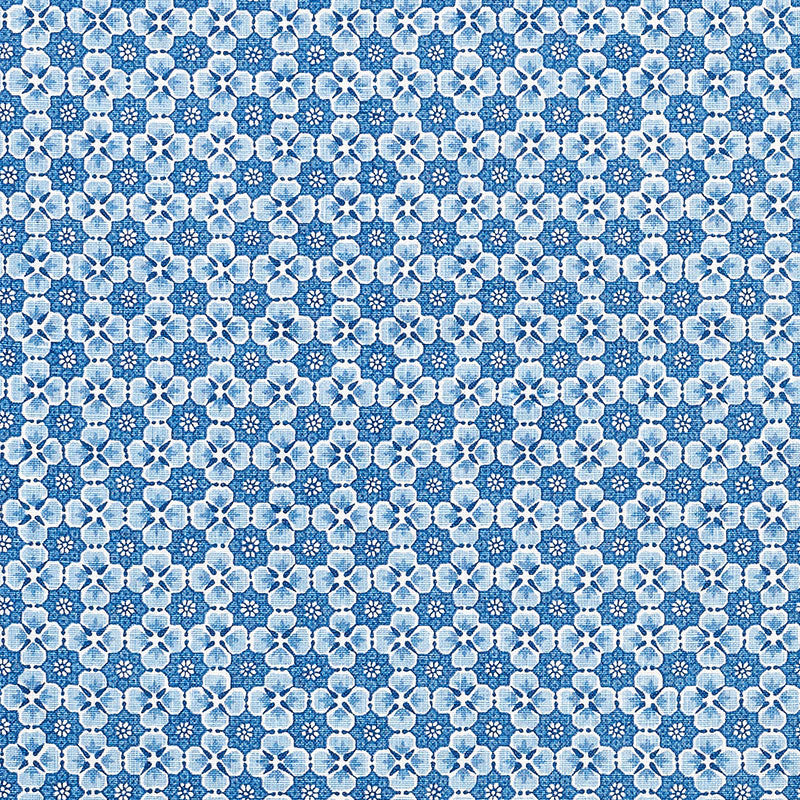 SCHUMACHER PALISADES FLORET FABRIC / INDIGO