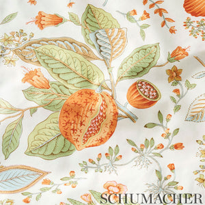 Schumacher Pomegranate Botanical Fabric 178122 / Orange