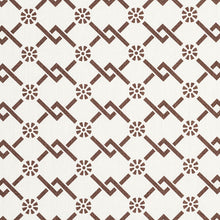 Load image into Gallery viewer, SCHUMACHER FRETWORK FLOWER FABRIC 178312 / CHESTNUT