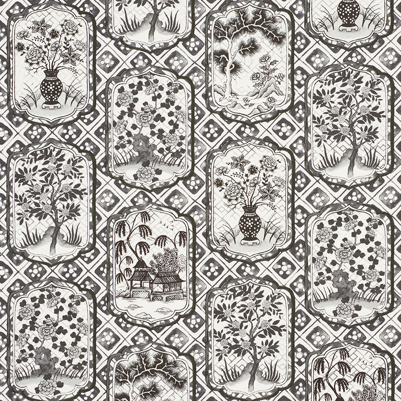 SCHUMACHER TING TING FABRIC 178570 / BLACK