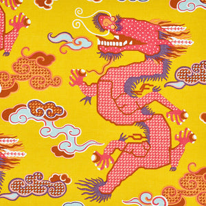 SCHUMACHER MAGICAL MING DRAGON FABRIC 178591 / YELLOW