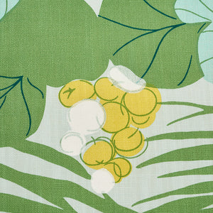 Schumacher Sea Grapes Palm Green Aqua Blue Yellow White Linen Tropical Upholstery Drapery Fabric STA 3351