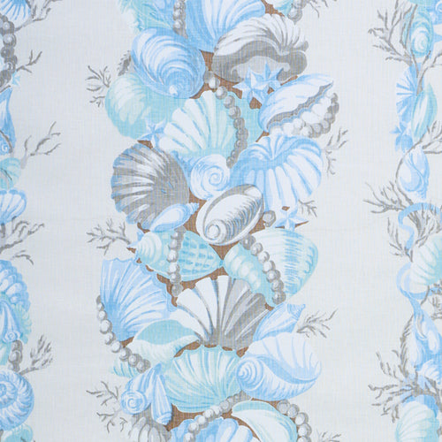 SCHUMACHER BEDOLINA CHINTZ FABRIC 178780 / BLUE & GREY