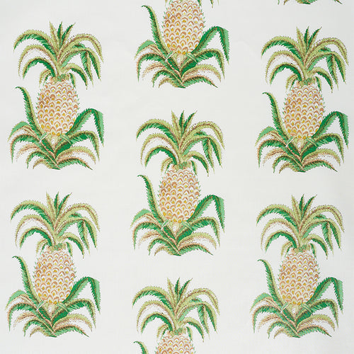 SCHUMACHER PINEAPPLES CHINTZ FABRIC 178800 / IVORY