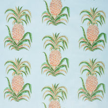 Load image into Gallery viewer, SCHUMACHER PINEAPPLES CHINTZ FABRIC 178801 / SKY
