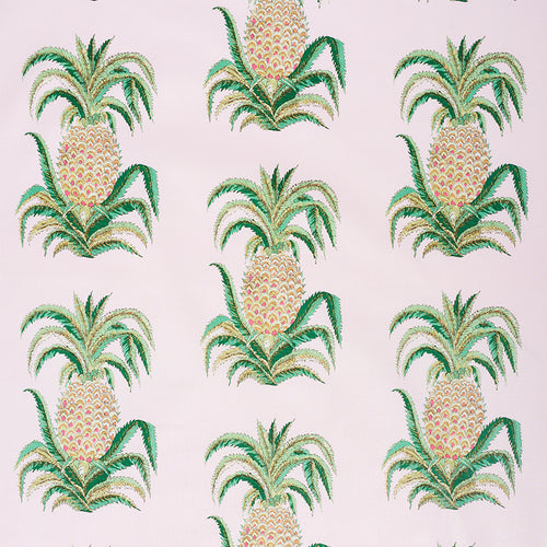 SCHUMACHER PINEAPPLES CHINTZ FABRIC 178802 / BLUSH