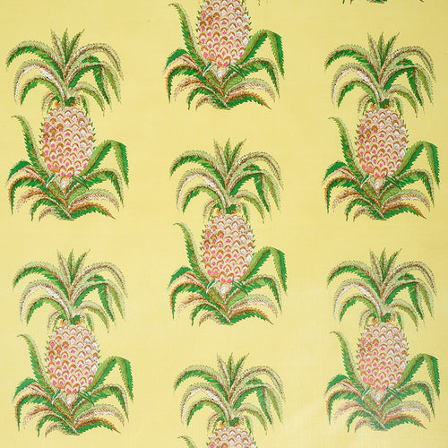 SCHUMACHER PINEAPPLES CHINTZ FABRIC 178803 / YELLOW