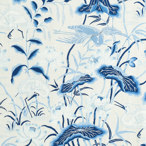 Schumacher Lotus Garden Fabric 179042 / Porcelain