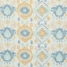 Load image into Gallery viewer, SCHUMACHER ELIZIA IKAT FABRIC 179050 / SKY &amp; OCHRE