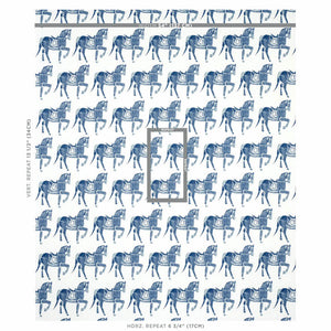 Schumacher Marwari Horse Fabric 179130 / Navy