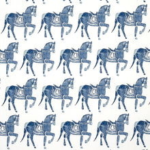 Load image into Gallery viewer, Schumacher Marwari Horse Fabric 179130 / Navy