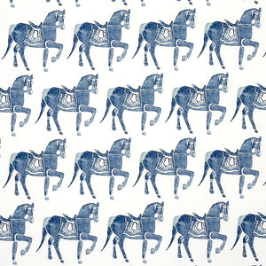 Schumacher Marwari Horse Fabric 179130 / Navy