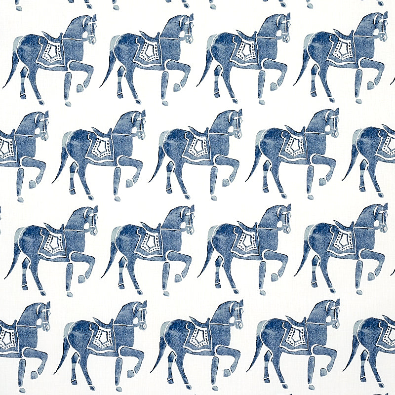 Schumacher Marwari Horse Fabric 179130 / Navy