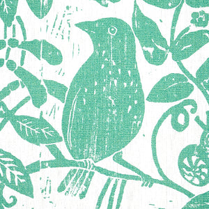 Schumacher Bird & Bee Fabric 179211 / Sea Glass