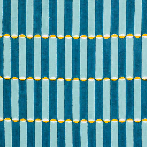 SCHUMACHER LUNA FABRIC 179281 / BLUE & TURMERIC