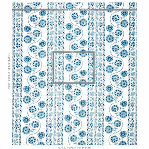 Schumacher Zinnia Handmade Print Fabric 179340 / Blue