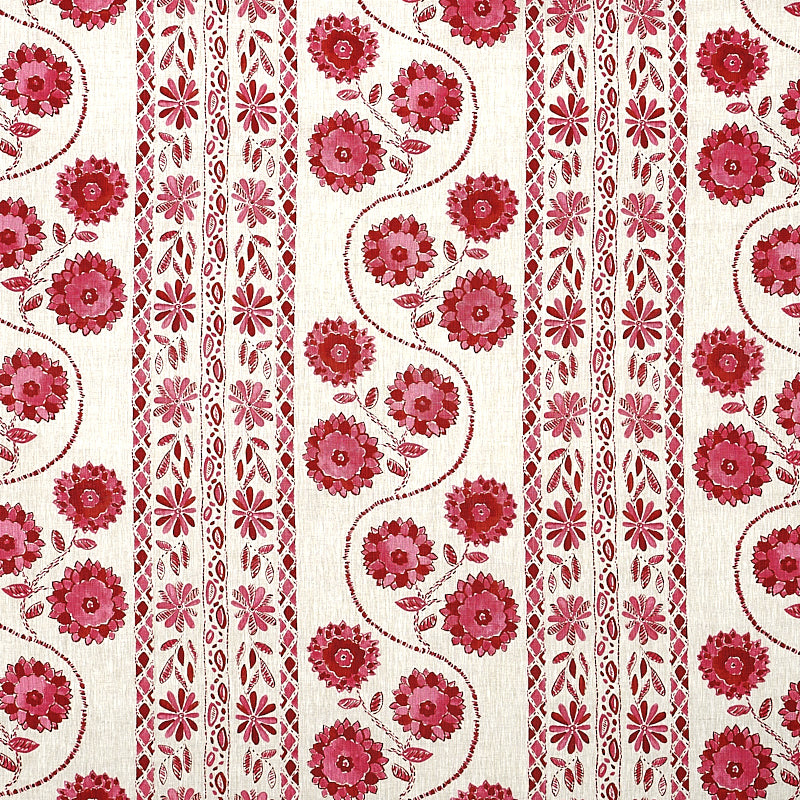 Schumacher Zinnia Handmade Print Fabric 179341 / Pink