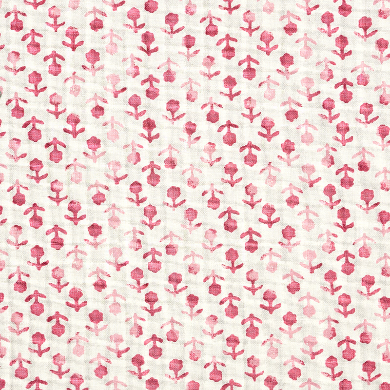 Schumacher Beatriz Hand Blocked Print Pink, Fabric Bistro, Columbia