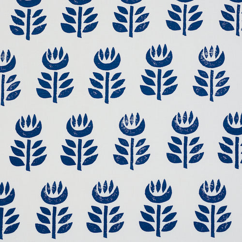 SCHUMACHER ROSENBORG HAND PRINT FABRIC 179402 / NAVY