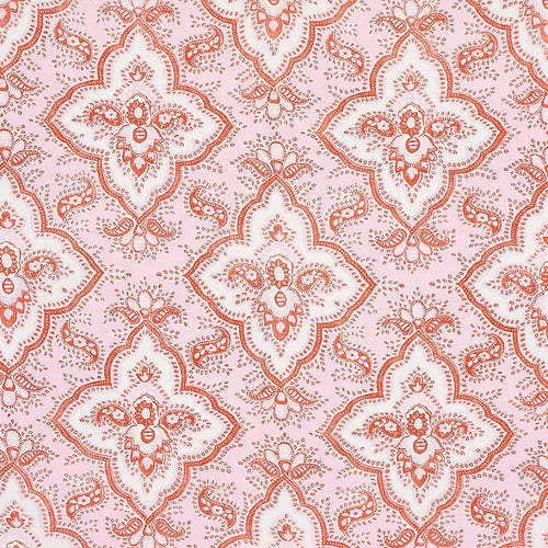 Schumacher Amalia Medallion Handmade Print Fabric 179442 / Pink