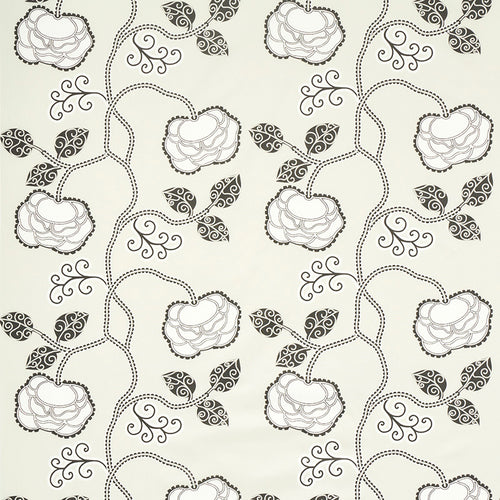 Schumacher Queen Fruit Chintz Fabric 179541 / Ebony Ivory