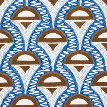 Load image into Gallery viewer, Schumacher Abelino Fabric 179581 / Blue &amp; Brown