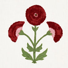 Load image into Gallery viewer, Schumacher Saranda Flower Embroidery Fabric 179670 / Cardinal