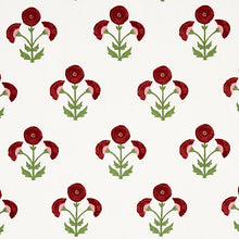 Load image into Gallery viewer, Schumacher Saranda Flower Embroidery Fabric 179670 / Cardinal