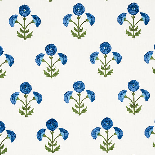 Schumacher Saranda Flower Embroidery Fabric 179672 / Royal