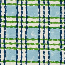Load image into Gallery viewer, Schumacher Trellis Hand Block Print Fabric 179800 / Sky &amp; Grass