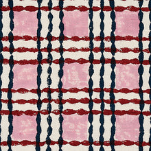 Load image into Gallery viewer, Schumacher Trellis Hand Block Print Fabric 179801 / Rose &amp; Midnight