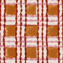 Load image into Gallery viewer, Schumacher Trellis Hand Block Print Fabric 179802 / Copper &amp; Rose