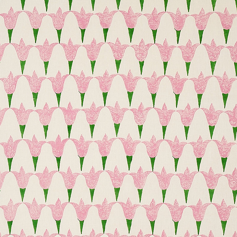 Schumacher Tulip Hand Block Fabric 179820 / Rose & Grass