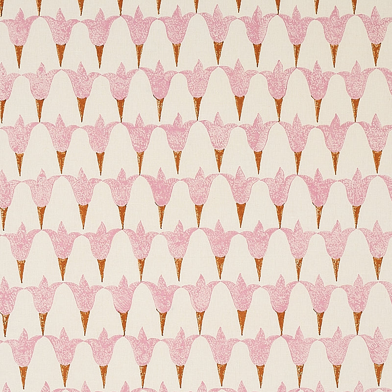 Schumacher Tulip Hand Block Fabric 179821 / Rose & Copper