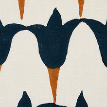 Load image into Gallery viewer, Schumacher Tulip Hand Block Fabric 179822 / Midnight &amp; Copper