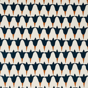 Schumacher Tulip Hand Block Fabric 179822 / Midnight & Copper