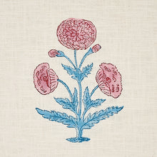 Load image into Gallery viewer, Schumacher Poppy Hand Block Print Fabric 179840 / Rose &amp; Sky