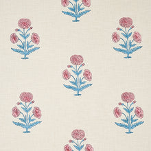Load image into Gallery viewer, Schumacher Poppy Hand Block Print Fabric 179840 / Rose &amp; Sky