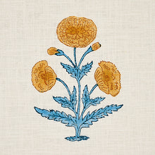 Load image into Gallery viewer, Schumacher Poppy Hand Block Print Fabric 179841 / Mustard &amp; Sky