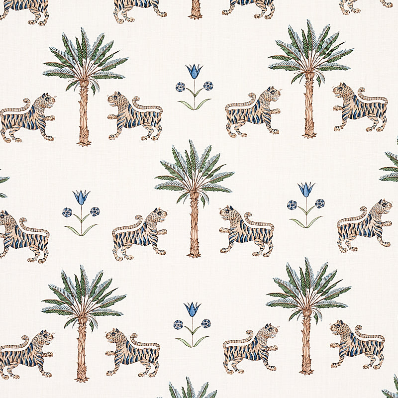 Schumacher Tiger Palm Fabric 179931 / Delft