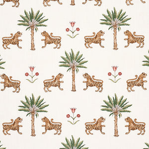 Schumacher Tiger Palm Fabric 179932 / Crimson
