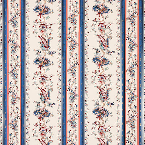 Schumacher Elena Paisley Stripe Fabric 179980 / Blue