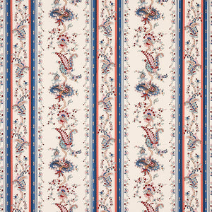 Schumacher Elena Paisley Stripe Fabric 179980 / Blue