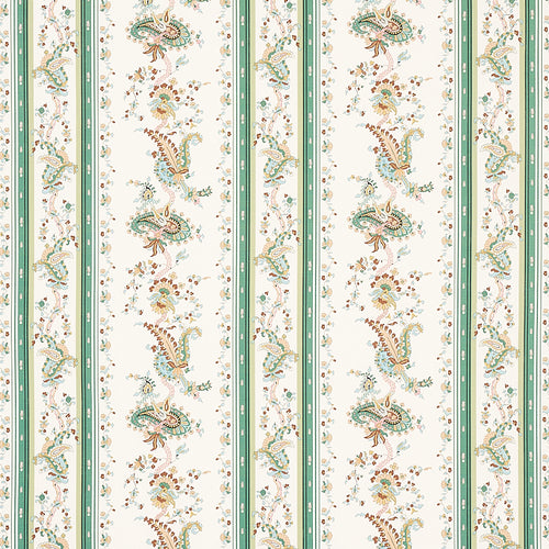 Schumacher Elena Paisley Stripe Fabric 179981 / Green