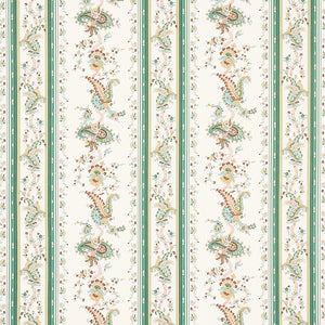 Schumacher Elena Paisley Stripe Fabric 179981 / Green