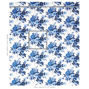 Schumacher Valentina Floral Fabric 180020 / Blue