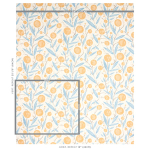 Schumacher Mirabelle Fabric 180060 / Yellow And Sky