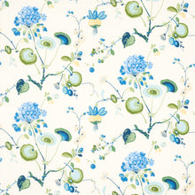 Load image into Gallery viewer, Schumacher Vasily Linen Fabric 180081 / Green And Blue